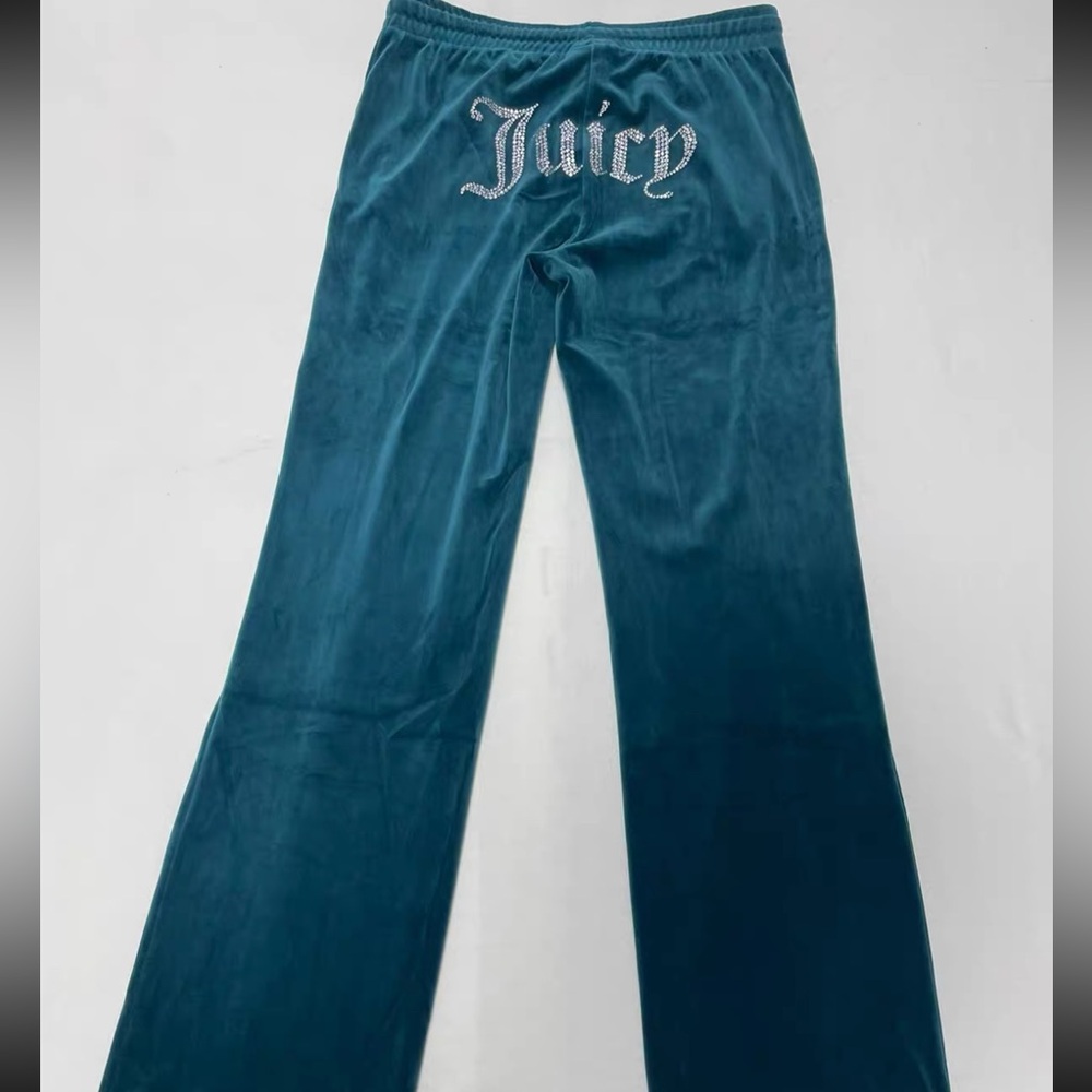 Juicy Couture OG Bling Velour Track Pants Size M Blue Y2K - Picture 3 of 14